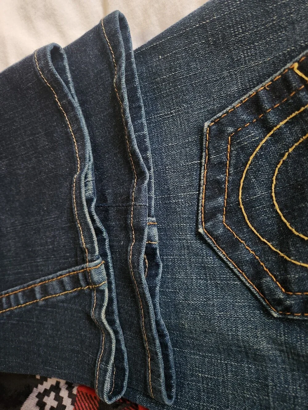 Vintage True Religion Joey Flap Pocket Twisted Seam Low Rise Flare Jeans Size 29 - Picture 11 of 12